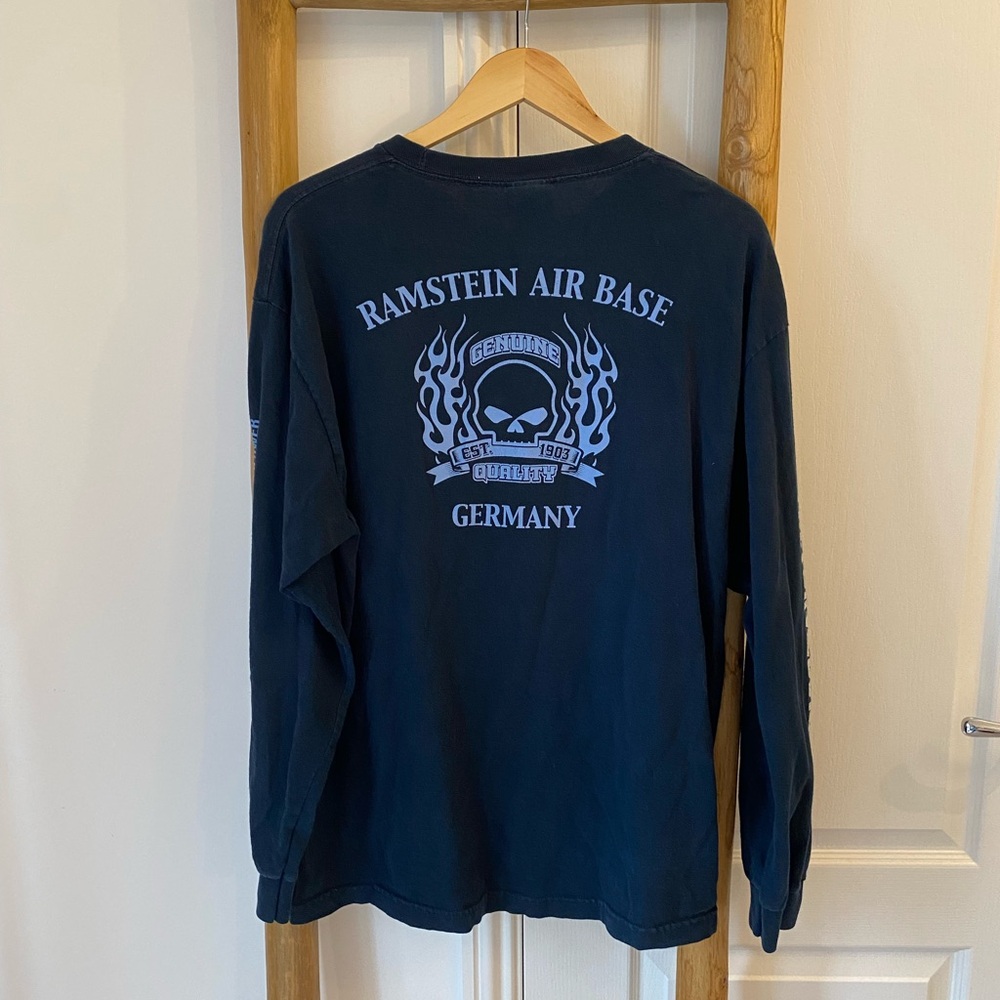 Harley Davidson Military Ramstein Air Base Germany Navy Long Sleeve T-Shirt XL